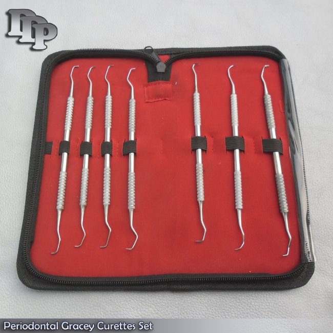 Periodontal Gracey Curettes Set of 7 Pcs Dental Instruments Double Ended PR-101