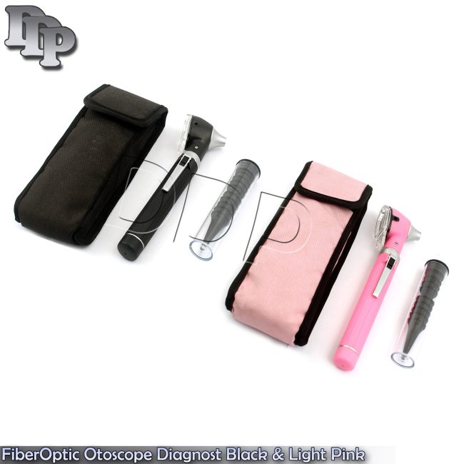 Pro Physician 2.5V Halogen Light FiberOptic Otoscope Diagnost Black & Light Pink