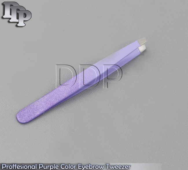 Proffesional Purple Color Eyebrow Tweezer Slanted Hair Beauty Woman BeautyMakeup
