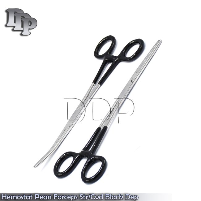 ROCHESTER PEAN HEMOSTAT FORCEPS STR+CVD SERRATED TIP 8"-Black Dep