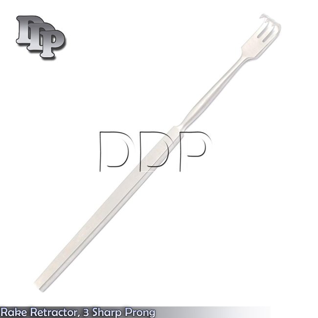 Rake Retractor, 3 Sharp Prong, Surgical Instruments
