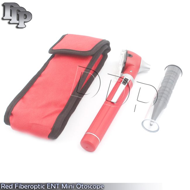 Red Mini Led Otoscope Fiber Optic Medical Diagnostic Examination