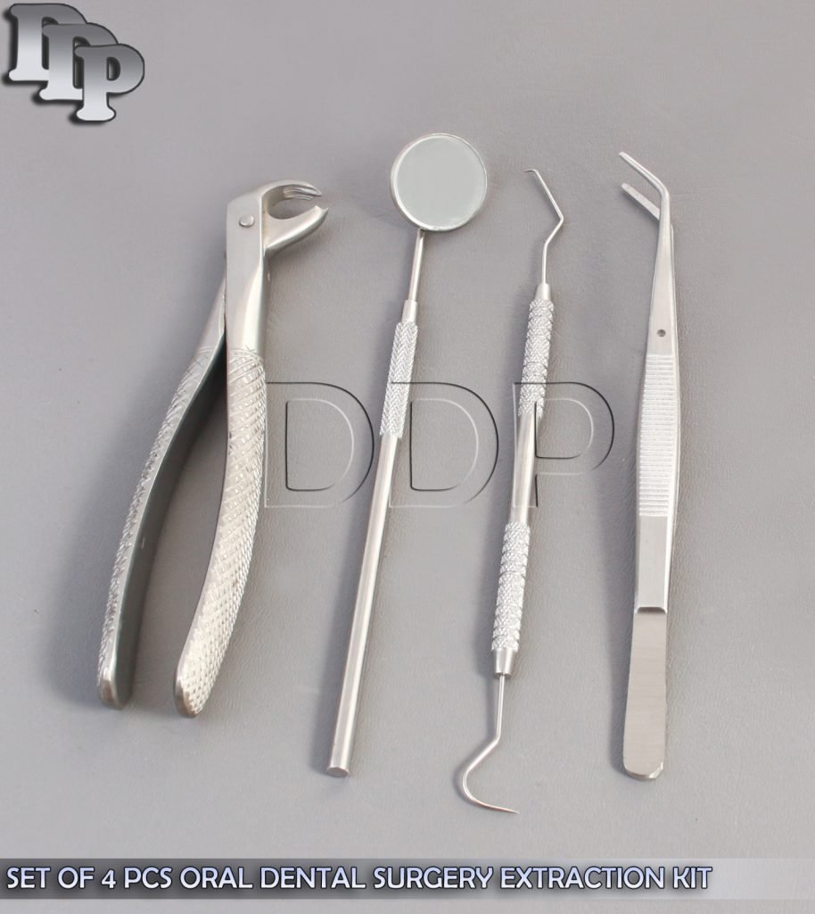 SET OF 4 PCS ORAL DENTAL SURGERY EXTRACTION KIT WITH EXTRACTING FORCEPS #161