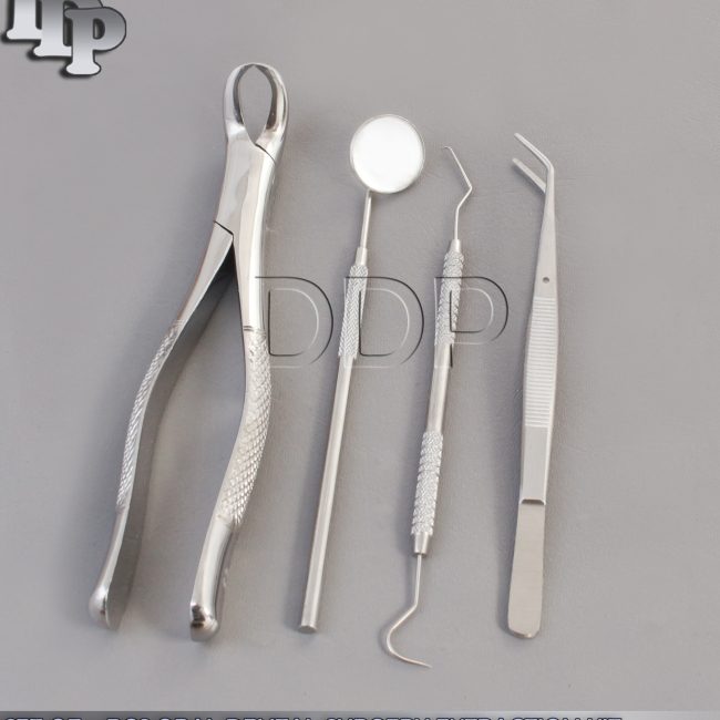 SET OF 4 PCS ORAL DENTAL SURGERY EXTRACTION KIT WITH EXTRACTING FORCEPS #23