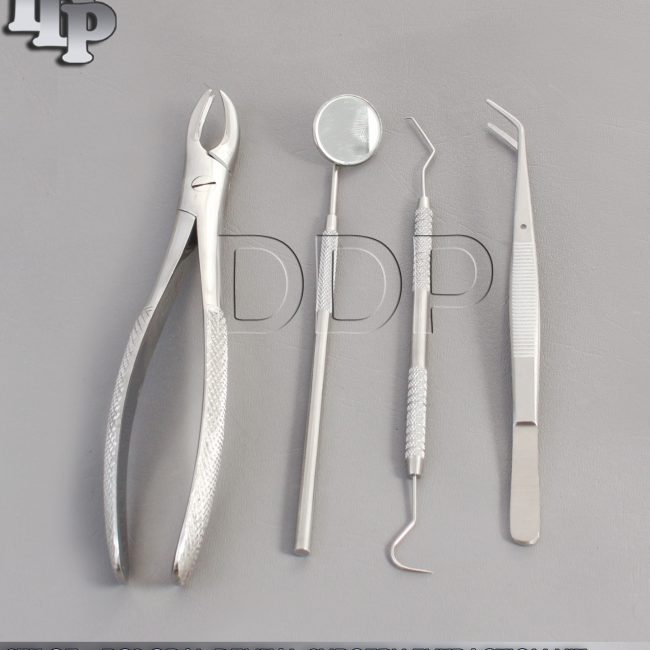 SET OF 4 PCS ORAL DENTAL SURGERY EXTRACTION KIT WITH EXTRACTING FORCEPS #90