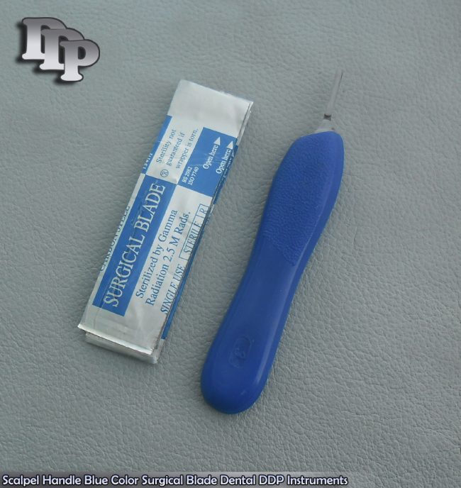 Scalpel Handle #3 Blue Plastic Grip &10 Surgical Blade#15 Dental Instruments