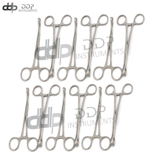 Set Of 12 Sponge Forceps 7" Straight+Curved Serrated Surgical Dental Instruments