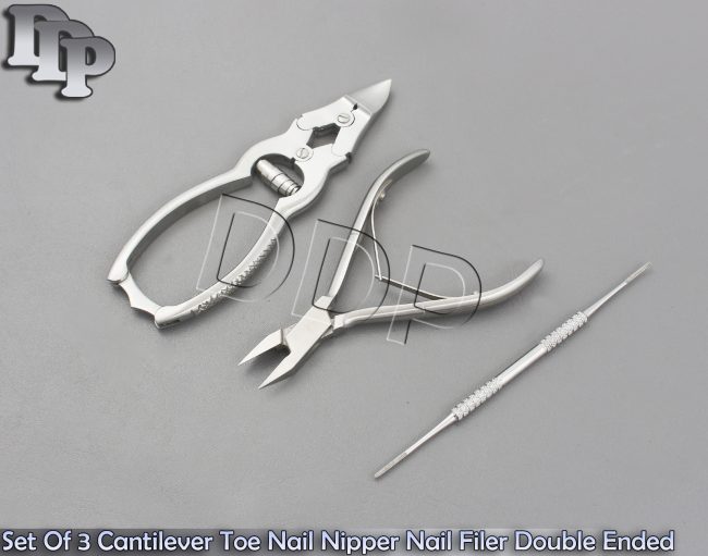 Set Of 3 Cantilever Toe Nail Nipper Nail Filer Double Ended Podiatry BTS-87