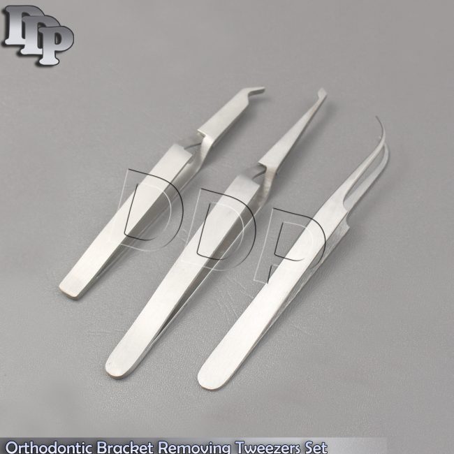 Set Of 3 Dental Orthodontic Buccal Tube Tweezers Bracket Holding Placing Forceps