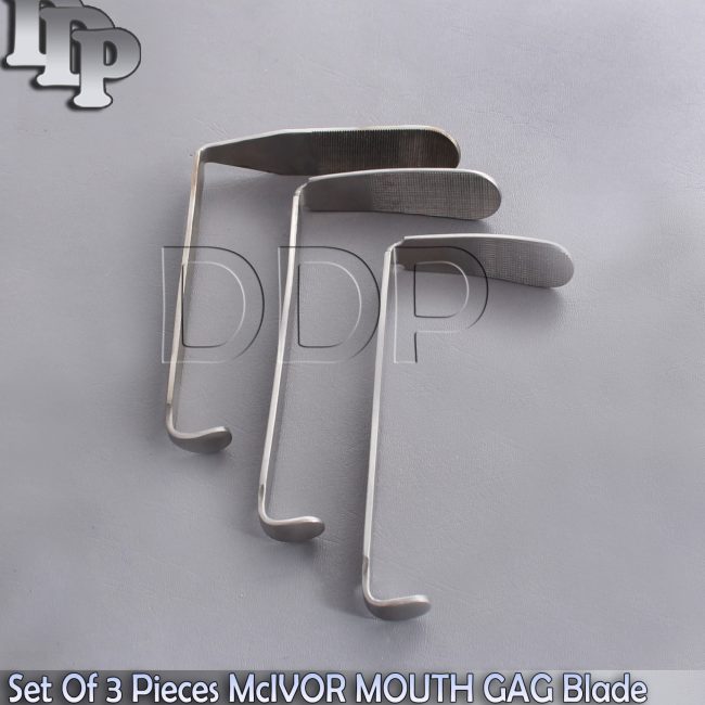Set Of 3 Pieces McIVOR MOUTH GAG Blade Surgical Dental ENT Tonsil Instruments
