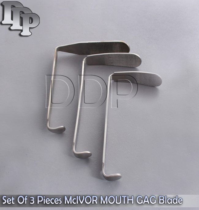 Set Of 3 Pieces McIVOR MOUTH GAG Blade Surgical Dental ENT Tonsil Instruments