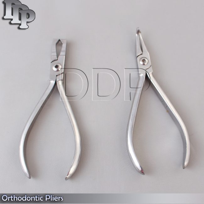 Set of 2 Bracket Remover Plier Straight & How Plier Curved Orthodontic Set