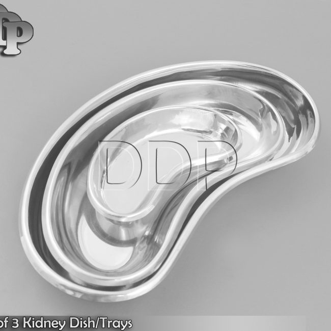 Set of 3 Kidney Dish/Trays,st steel (S,M,L) New