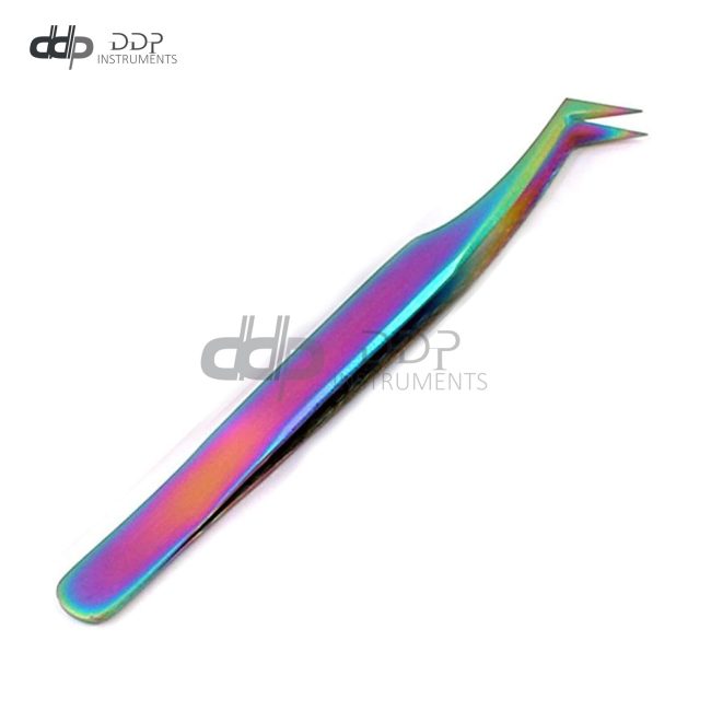 Stainless Steel Jeweler Style Tweezer #6 Multi Titanium Rainbow Color Fine Point