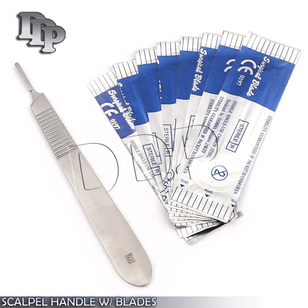 1 SCALPEL KNIFE HANDLE #3 + 20 STERILE SURGICAL BLADE #12