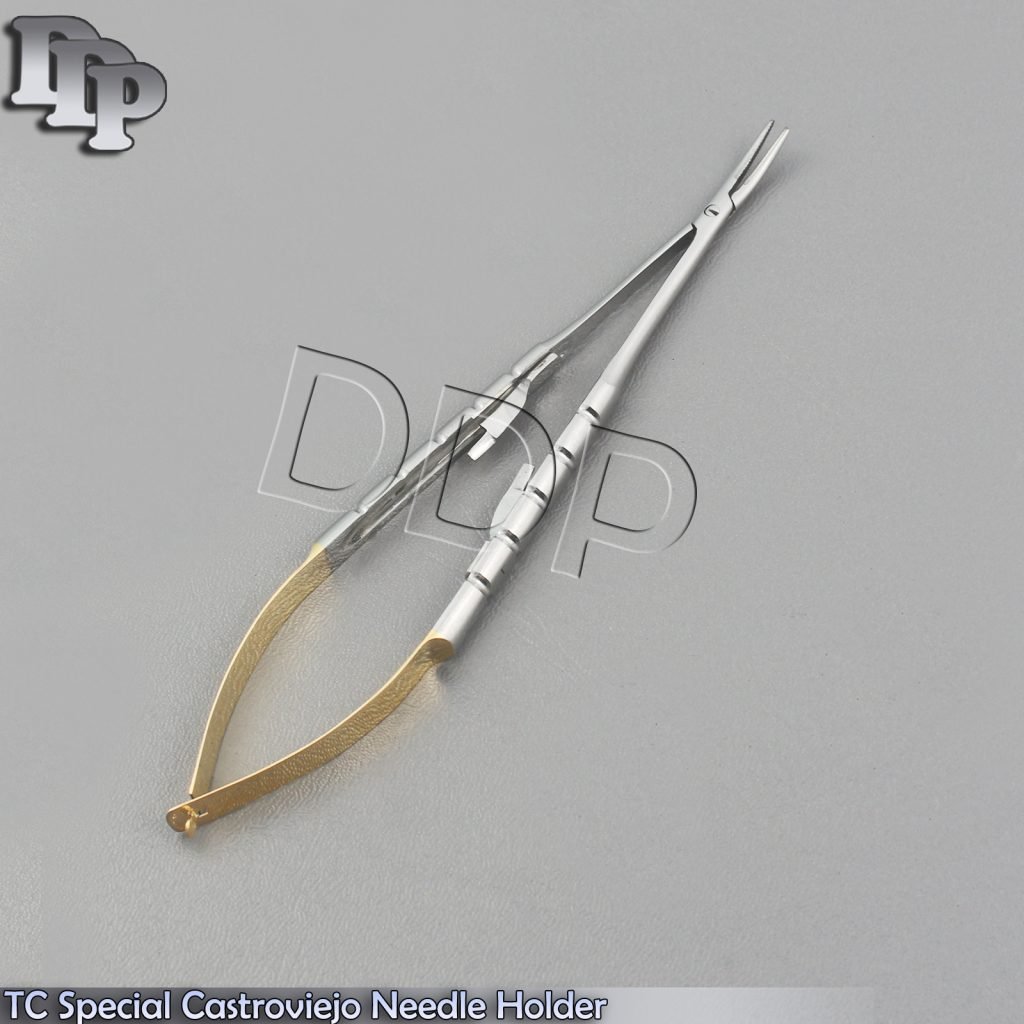1 T/C SPECIAL CASTROVIEJO NEEDLE HOLDER 5.5" CURVED TIP
