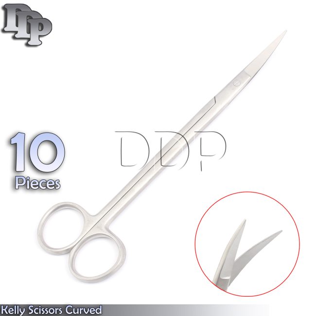10× Kelly Scissor Curved 7" Sharp/Sharp Dental Surgical Medical ENT Instruments