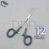 12 Hemostats Kelly Forceps Surgical Instruments, Green Dep Handle 5.50" Curved