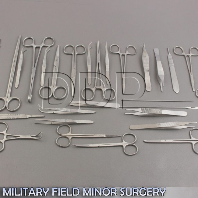 157 PC US MILITARY FIELD MINOR SURGERY SURGICAL VETERINARY INSTRUMENTS KIT