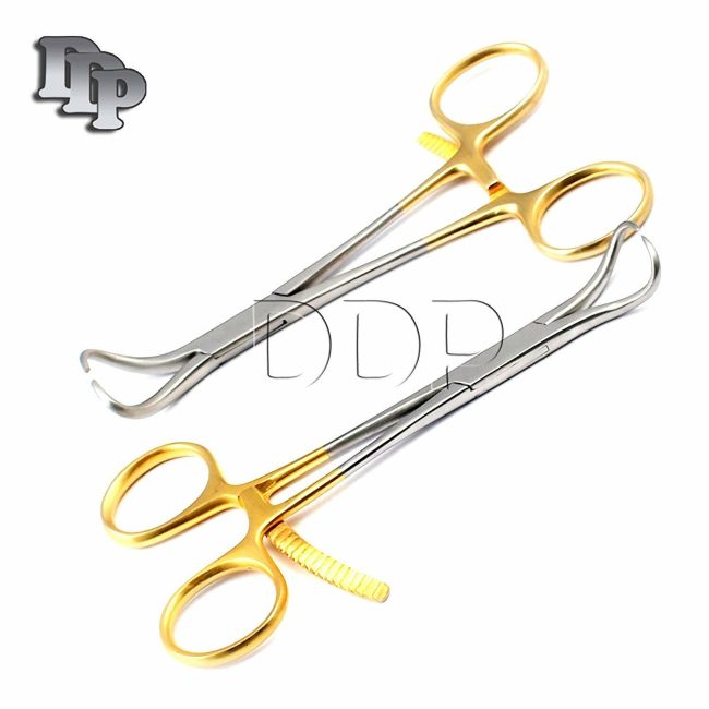 2 Bone Reduction Forceps 5.5" Gold Plated Surgical Instruments