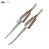 2 Fiber Grip Tweezers 6-1/2" Bent & Straight Tip Cross Lock Tweezer Self Closing
