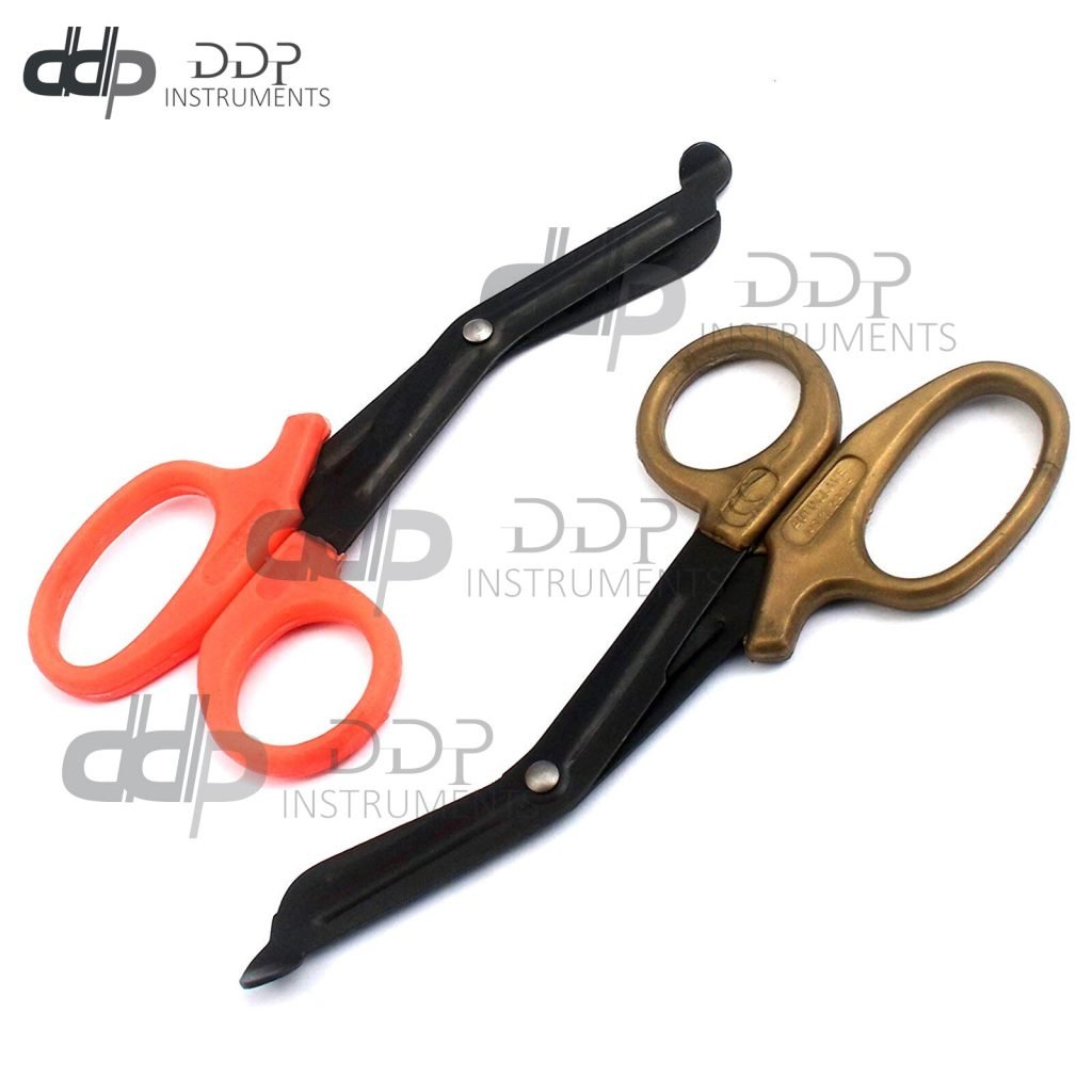 2 (Orange Gold) Fluoride Black Coated Trauma Paramedic EMT Shears Scissors 5.5"