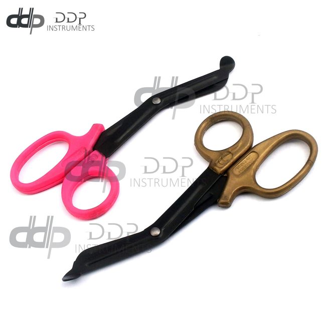 2 (Pink Gold) Fluoride Black Coated Trauma Paramedic EMT Shears Scissors 5.5"