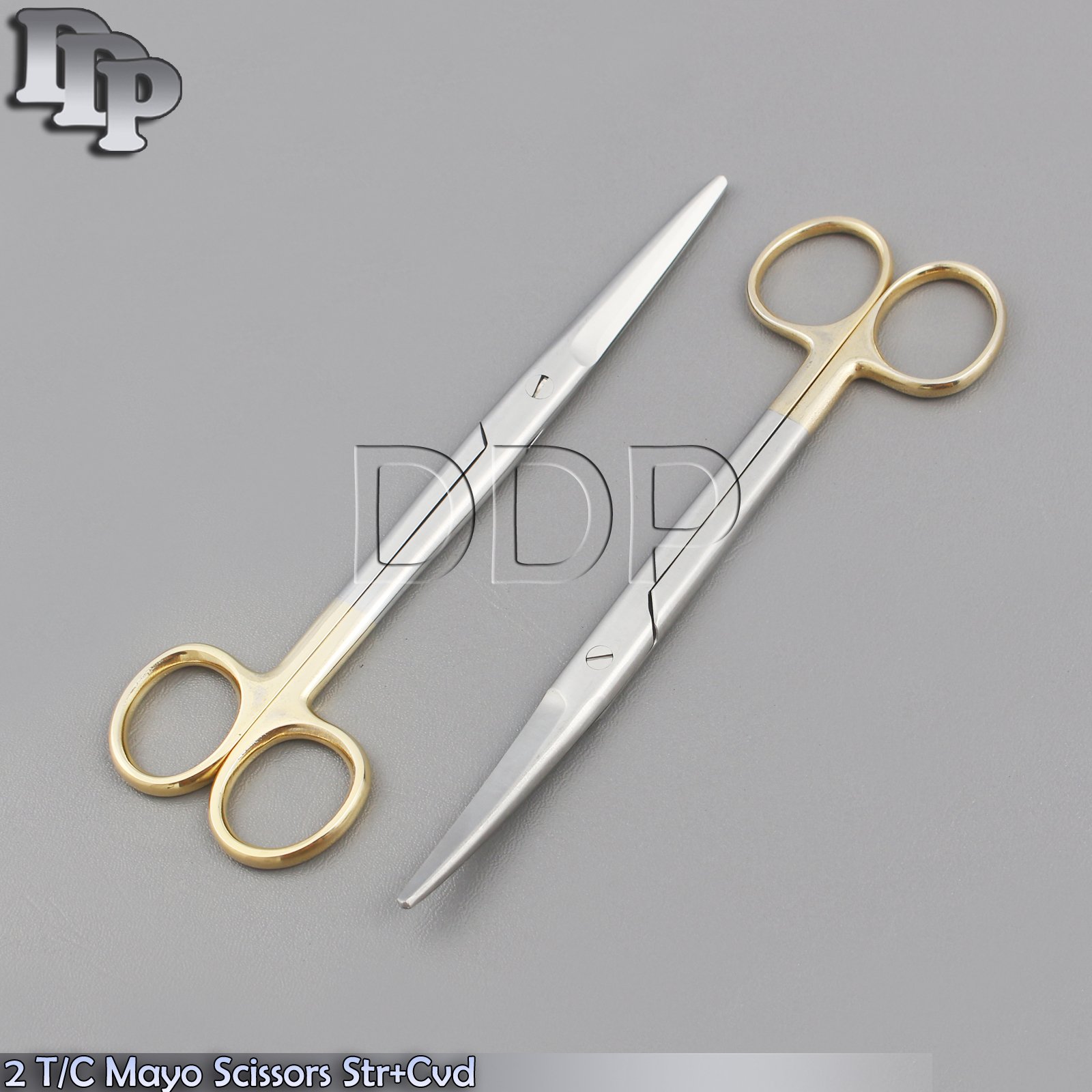 2 T/C MAYO SURGICAL SCISSORS 6.75" STRAIGHT+CURVED TIP W/ TUNGSTEN CARBIDE INSRT