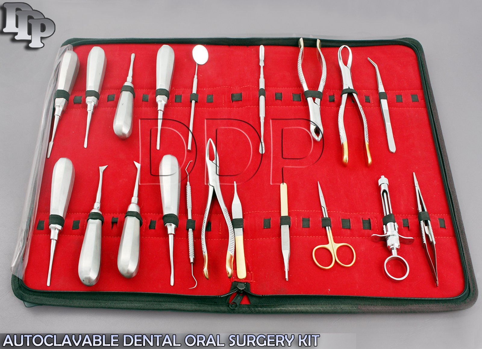 21 PCS AUTOCLAVABLE DENTAL ORAL SURGERY KIT EXTRACTING FORCEPS W/ GOLD HANDLE