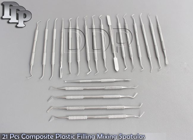 21 Pcs Composite Plastic Filling Mixing Spatulas Waxing & Periosteals Dental