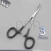 3 Hemostats Crile Forceps Surgical Instruments, Black Dep Handle 5.50" Curved