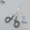 3 Hemostats Crile Forceps Surgical Instruments, Green Dep Handle 5.50" Straight