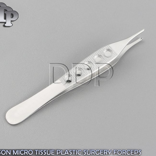 3 PCS ADSON MICRO TISSUE PLASTIC SURGERY FORCEPS 1X2 TEETH W/ FENESTRATED HANDLE