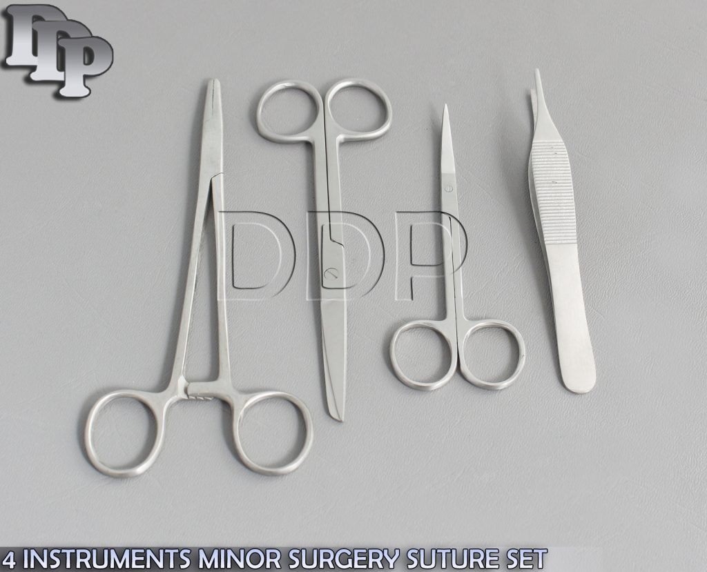 4 INSTRUMENTS MINOR SURGERY SUTURE SET KIT FORCEPS KIT