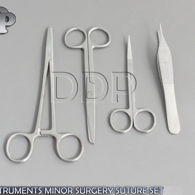 4 INSTRUMENTS MINOR SURGERY SUTURE SET KIT FORCEPS KIT