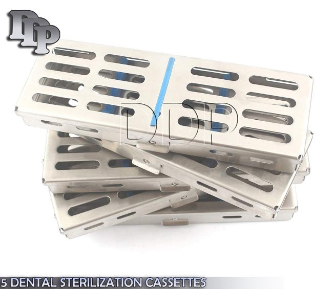 5 Dental Surgical Instruments Sterilization Cassettes Rack Box 7"X 2.5" X 0.75"