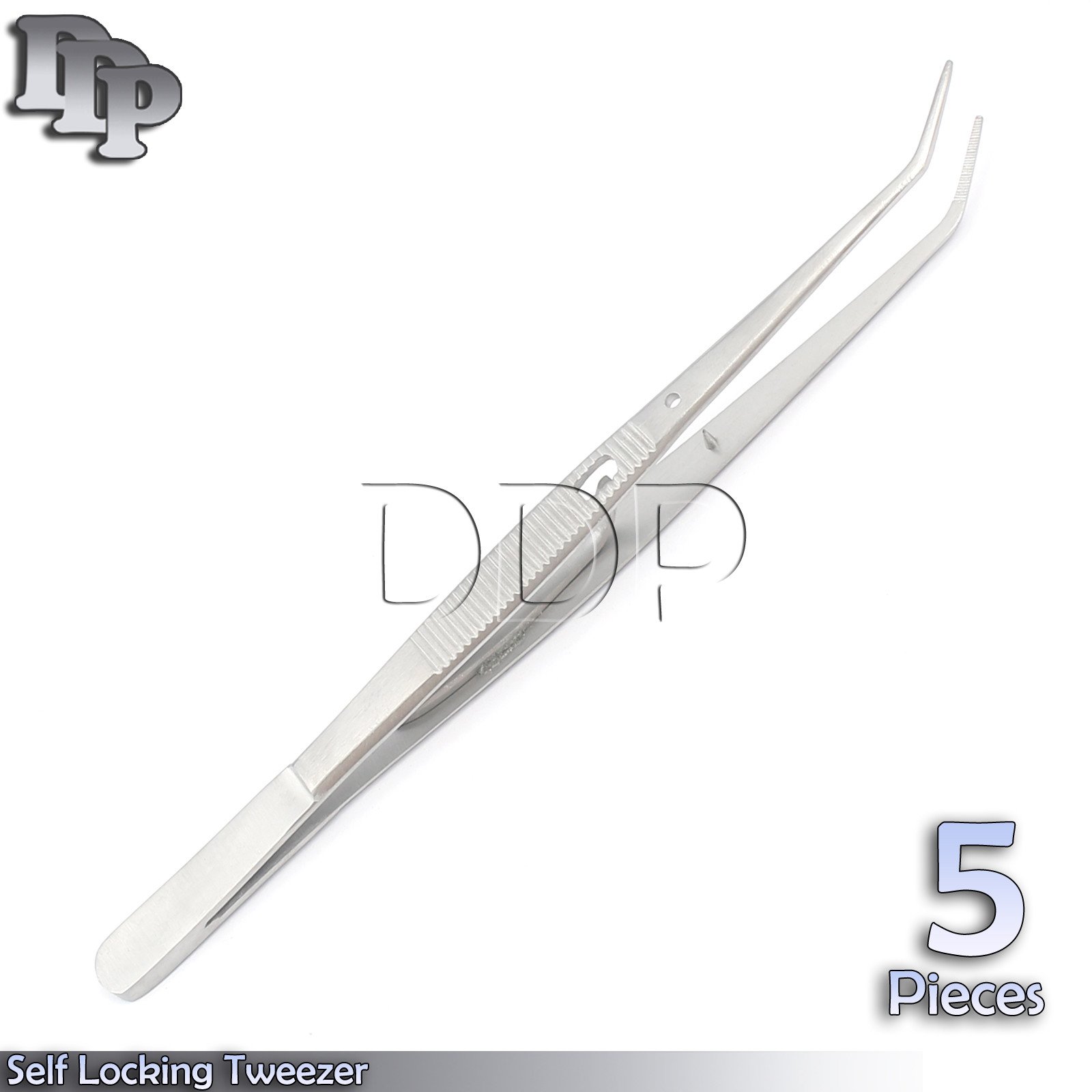 5 Pcs Dental Self Locking Tweezer Surgical Cotton Dressing Forcep Serrated Plier