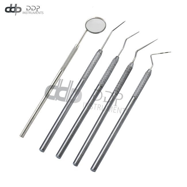 5 Pcs Dental Tartar Removal Kit Mouth Mirror Scaler Set Tooth Examination PR-351