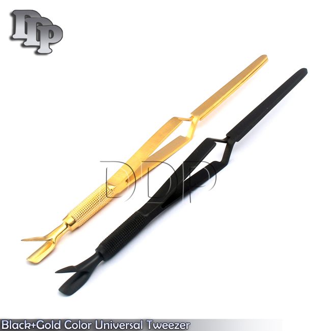 Black+Gold Color Universal Tweezer 7'' Acrylic Nail Pincher Manicure Nail Care