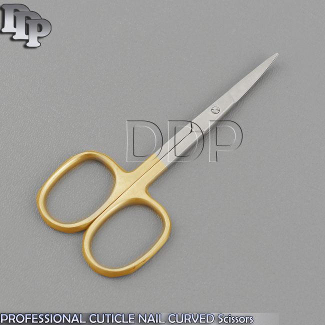 CUTICLE MANICURE PEDICURE NAIL CURVED SCISSOR 3.5" NEW GOLD HANDLE BTS-201