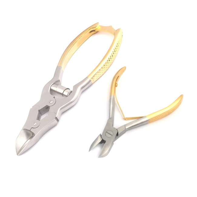 Cantilever Toe Nail Manicure Pedicure Podiatrist Nail Cutters Half Gold 2 Pieces