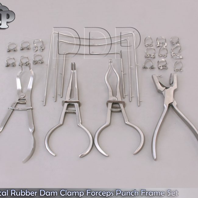 Dental Rubber Dam Clamp Forceps Punch Frame Set 22 Pieces DN-533