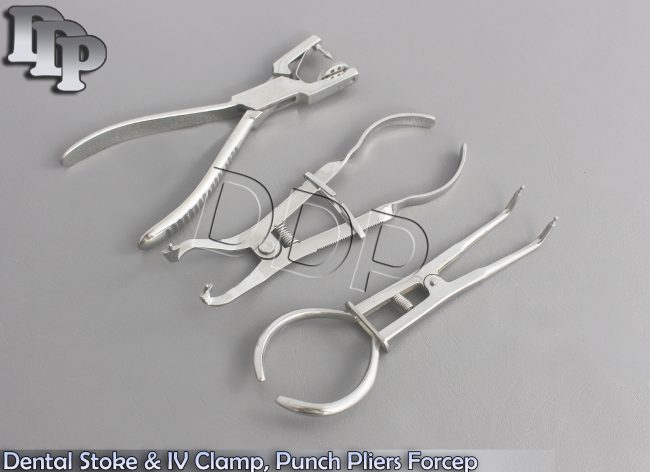 Dental Stoke & IV Clamp, Punch Pliers Forcep orthodontic instruments Stainless
