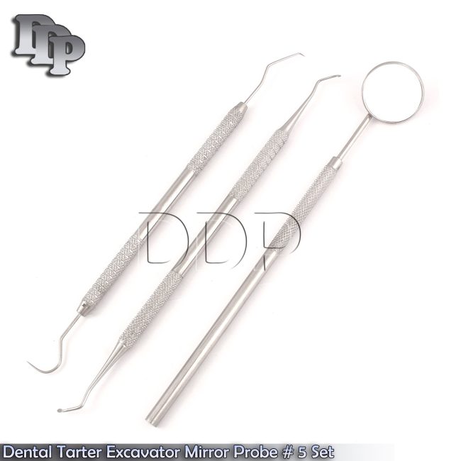 Dental Tarter Excavator Mirror Probe # 5 Set Dental Instruments, PR-005