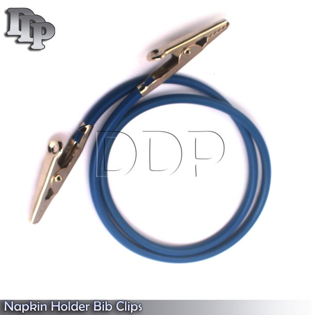 Dental napkin Holder Bib Clips Tattoo Silicone Cord Blue Color Patient Holder