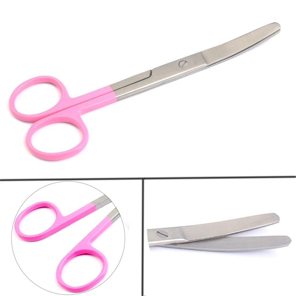 Dissecting Operating Scissors 5.5" Blunt/Blunt Curved Color Handle (Pink)
