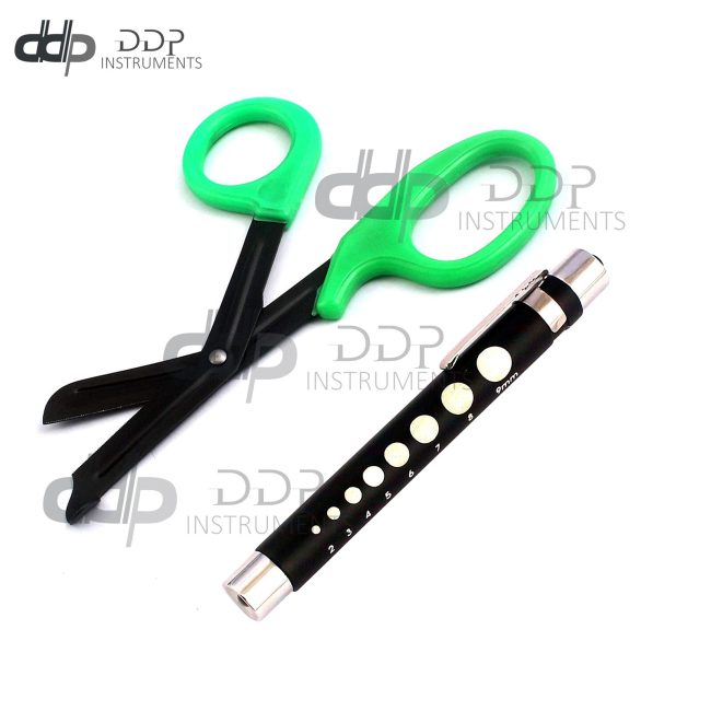 EMT SCISSORS 7.5" WITH PENLIGHT PARAMEDIC SHEARS SERRATED HEAVY DUTY