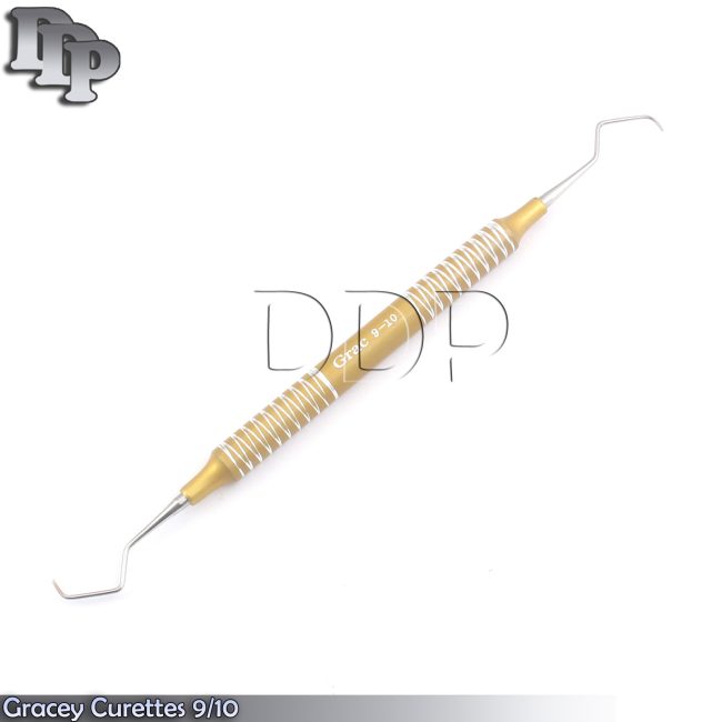 Gracey Curettes 9/10 Periodontal Dental Scalers Color Handle Yellow