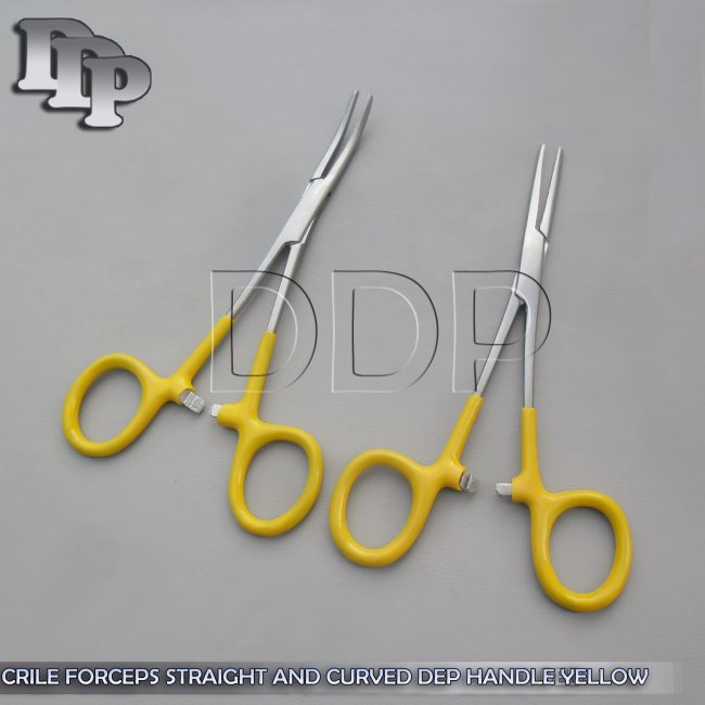 Hemostats Crile Forceps Surgical Yellow Dep Handle 6" Straight + Curved