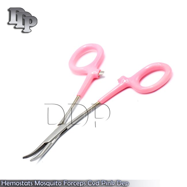 Hemostats Mosquito Forceps 5'', Pink Dep Handle Curved Surgical Instruments